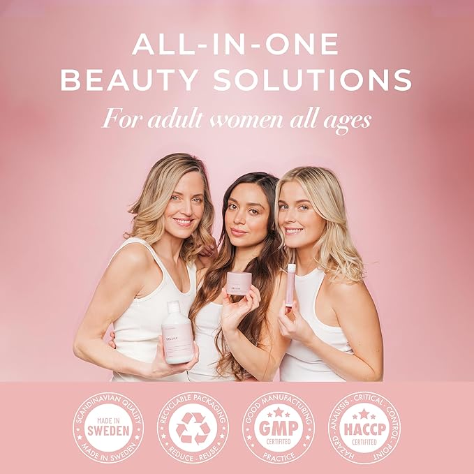 Swedish Collagen Repair | 10000 mg Hydrolyzed Marine Collagen Liquid Supplement - 500 ml 20 Day Supply I Hyaluronic Acid Biotin &amp Vitamin C for Healthy Hair Skin Nails &amp Joints | Sugar-Fr