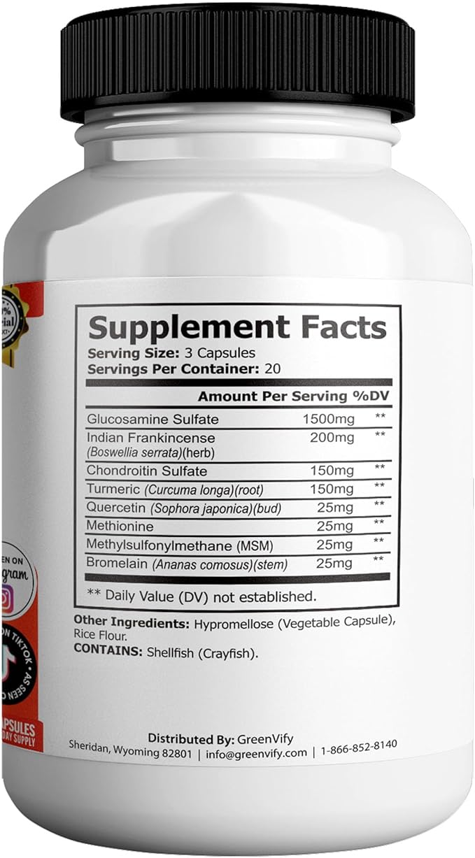 Avestril Ultra Joint Support Supplement Glucosamine Turmeric Chondroitin 60 Capsules (2)