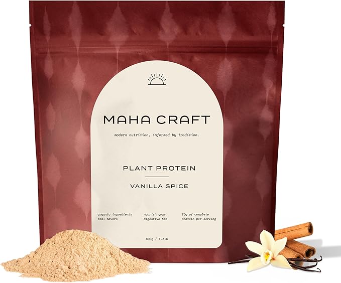 Plant-Based Protein Powder – Vanilla Spice 25g Organic Vegan Protein Prebiotic Fiber Easy to Digest No Gums Enjoy Warm