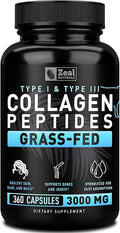 Collagen Peptides Capsules 360 Count - Grass Fed Bovine Hydrolyzed Collagen Pills - Hair Skin &amp Nails Joint Support - Collagen Supplements for Women &amp Men