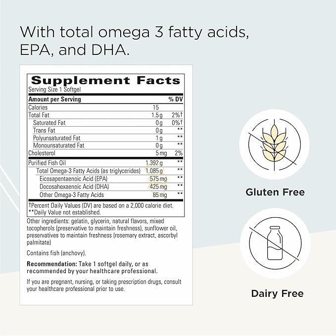 Integrative Therapeutics Pure Omega Ultra HP 1392 mg - Omega-3 Fish Oil Supplement with Essential Fatty Acids - Heart Health Support* - Gluten-Free &amp Dairy-Free - 90 Count (90 Servings)