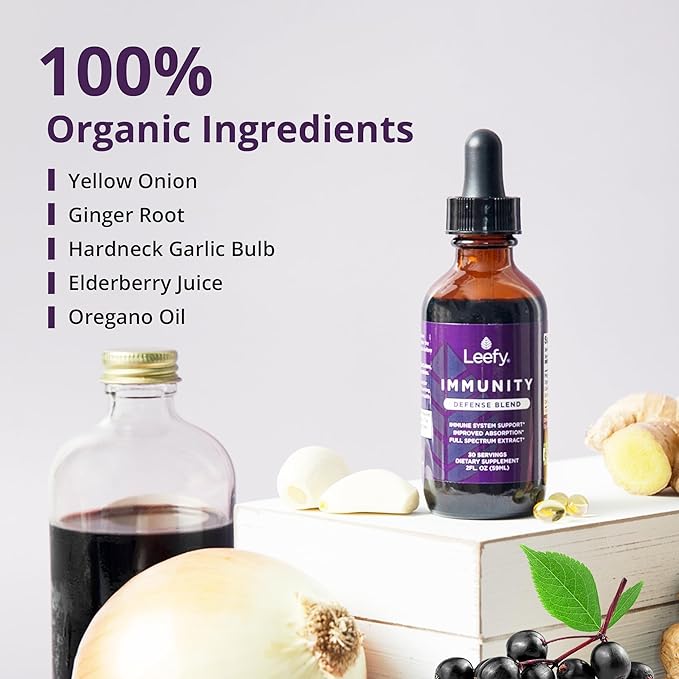 Leefy Organics Immunity Defense Blend - Organic Immune Support Supplement Fast Absorbing Immunity Supplement Immune Boosters for Adults Immune Boost Immune System Booster Immunity Boost - 2 Oz