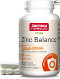 Jarrow Formulas Methyl B-12 5000mcg Cellular Energy Chewables and Zinc Balance Immune Support Capsules Bundle