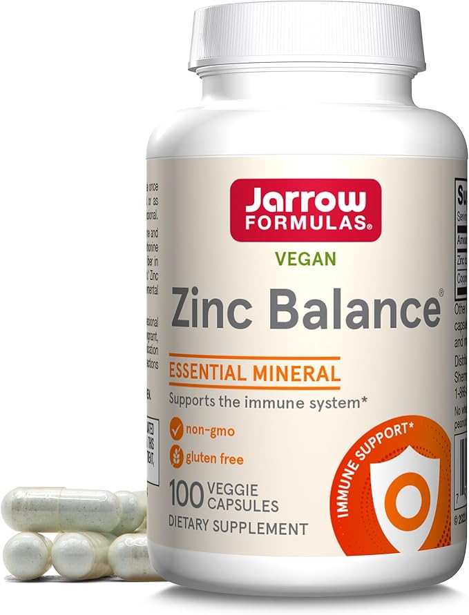 Jarrow Formulas Methyl B-12 1000 mcg &amp Methyl Folate 400 mcg Chewable Tablets and Zinc Balance 15 mg 100 Veggie Capsules