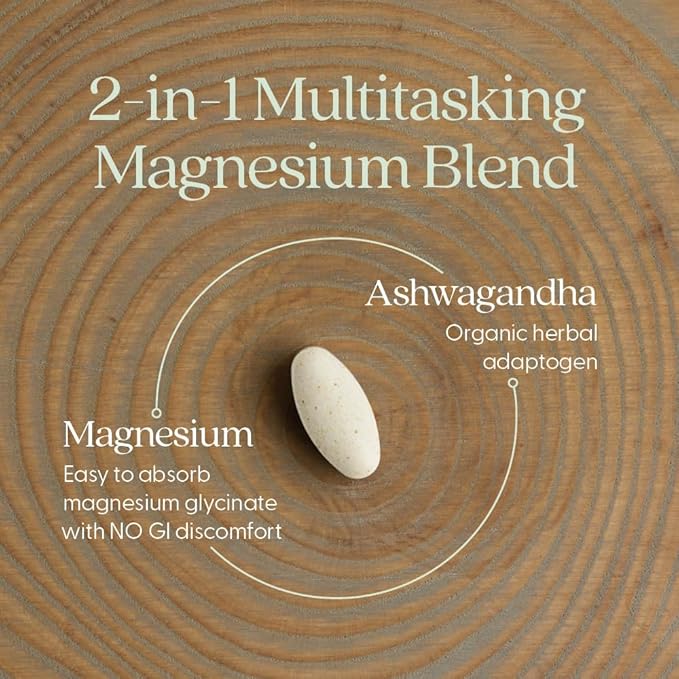 New Chapter Magnesium + Ashwagandha Supplement 325 mg with Magnesium Glycinate for Muscle Relaxation &amp Recovery Heart Nerve &amp Bone Health 2.5X Absorption Non-GMO - 90 ct (3 Month Supply)