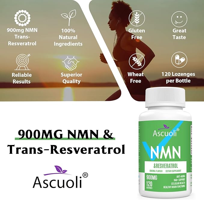 Sublingual NMN 500mg + Trans-Resveratrol 400mg 3-in-1 Advanced Formula 99% Pure NMN Resveratrol Supplement for Boost* NAD Cell Immune Energy &amp Muscle Anti-Aging 120 Lozenges (120-Day Supply)