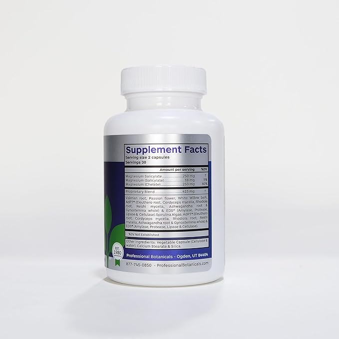 Professional Botanicals Total Relax Magnesium Supplement for Muscle Tension and Relaxation - 60 Vegetarian Capsules