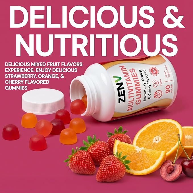 ZENV Daily Stress Management &amp Adaptogen Bundle: Ashwagandha &amp Mushroom Complex Gummies Adult Multivitamin Gummies | 60-Day Cortisol &amp Mood Support