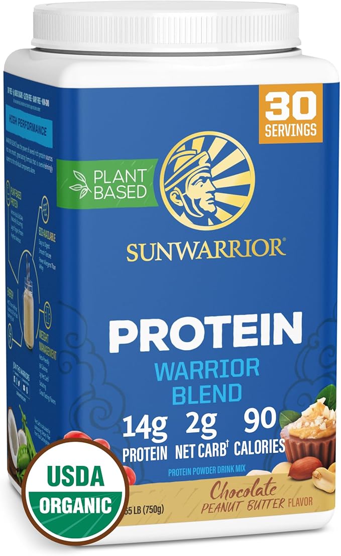 Organic Plant Based Protein Powder | Vegan Organic Protein Powder with BCAA Amino Acids &amp Hemp Seed Pea Blend | Non-GMO Soy Dairy Filler &amp Gluten Free (Chocolate Peanut Butter 30 Servings)
