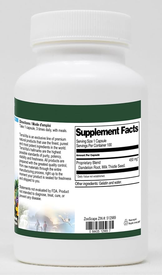 Milk Thistle and Dandelion Combination - 450 mg (100 Capsules ZIN: 512989)