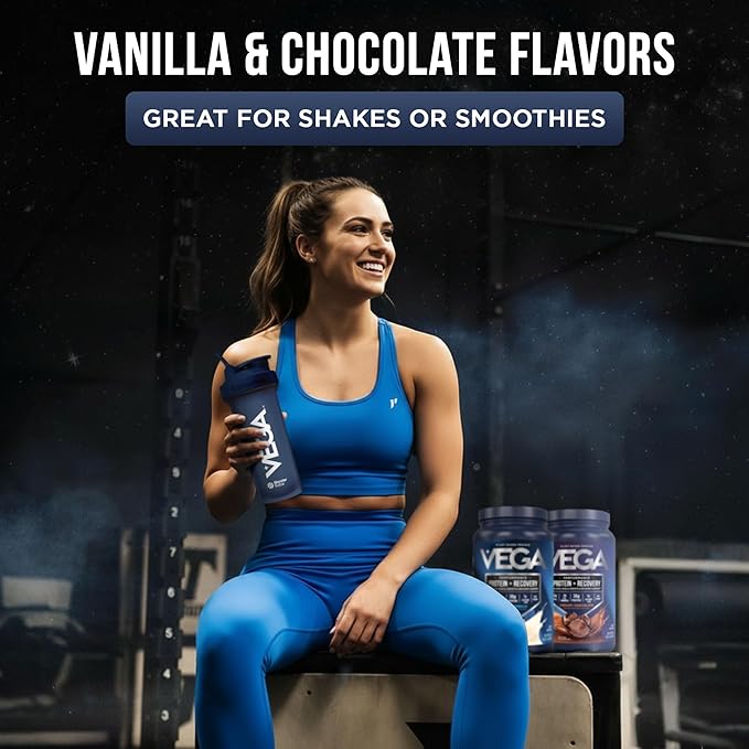 Vega Sport Premium Protein Powder + Recovery Bundle - Vanilla (20 servings) and Chocolate (19 servings) 30g Plant Based Protein 5g BCAAs Low Carb Keto Pea Protein for Women and Men