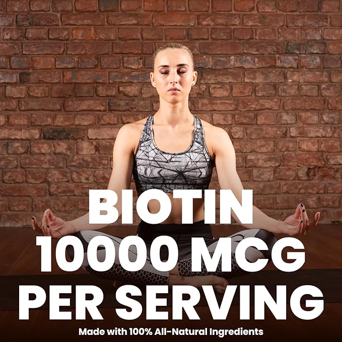 Biotin Capsules 10000 mcg High Potency 60 Vegan Capsules for Healthy Hair Skin and Nails Gluten Free Non GMO (3 180 Capsule)