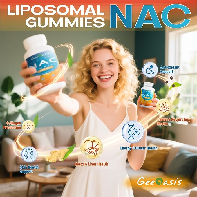 Niacinamide 500mg &amp Liposomal NAC Gummies Chewable Vitamin B3 &amp N-Acetyl Cysteine Supplement Antioxidant Immune Support