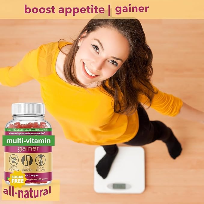 Gainer for Women | 10 clinically Studied Ingredients | Plant Based Vegan Strawberry Flavor | Packaging May Vary | Sugar Free 60 Gummies