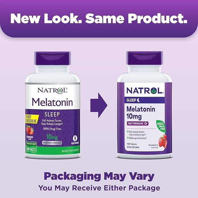 Natrol Fast Dissolve Melatonin 10 mg Melatonin Supplements for Restful Sleep Sleep Support for Adults 100 Strawberry-Flavored Melatonin Tablets Up to a 100 Day Supply