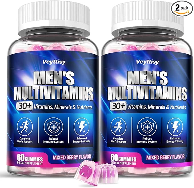 Methylated Multivitamin Gummies for Men - Mens Multivitanins Gummy with Vitamins A C D K E Methylated Folate B Complex Probiotics Omega-3 CoQ10 Herbal Blend - Support Energy &amp Immune Health