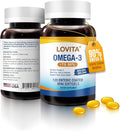 LOVITA Omega-3 Fish Oil 2000mg Supplement for Men and Women 120 Mini Softgels High Absorption rTG with EPA &amp DHA Burpless Enteric-Coated Non-GMO Supports Heart Brain Eye Health 30 Day Supply