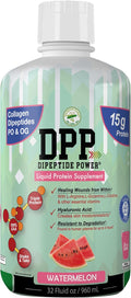Nutritional Designs DPP Dipeptide Wound-Healing Liquid Collagen &amp Whey Protein Supplement Sugar-Free Promotes Healthy Skin &amp Hair for Men &amp Women (Watermelon Bottle 32 Fl Oz)