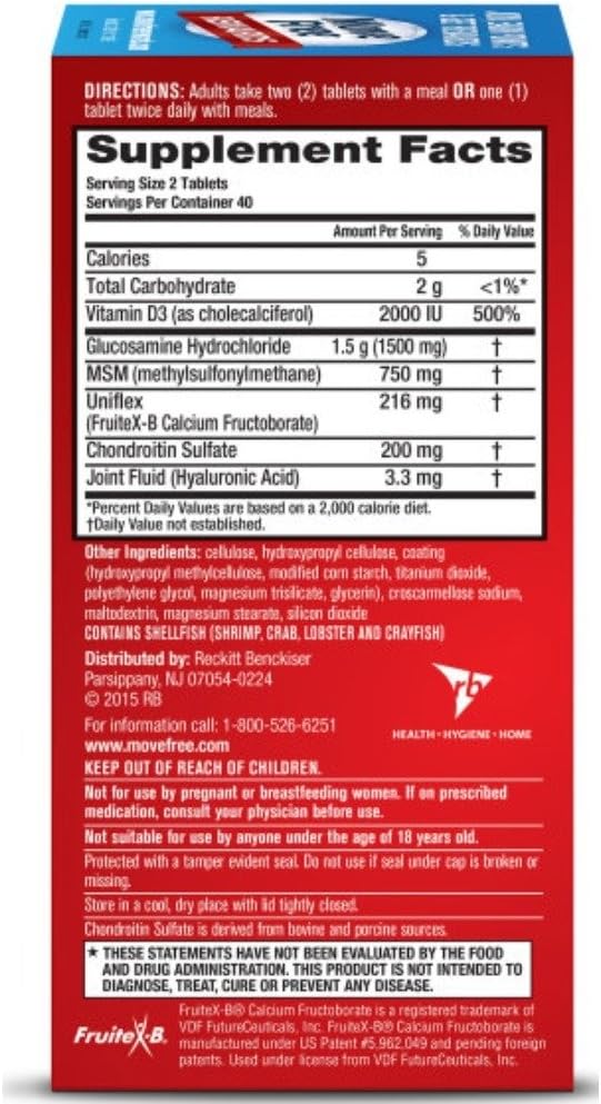 Move Free Advanced Plus MSM and Vitamin D3 80 tablets - Joint Health Supplement with Glucosamine and Chondroitin (Pack of 3)