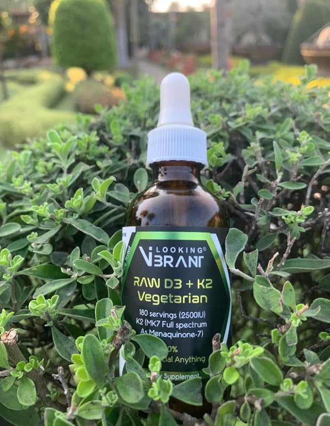 Vitamin D3 + K2 (MK-7) Liquid Drops with MCT Oil &amp Olive Oil - Vegetarian Non-GMO Soy-Free Gluten-Free Alcohol-Free 1 Bottle 2 Fl Oz (60 ml) - 180 Servings (2500 IU per Serving)