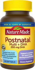 Nature Made Postnatal Multivitamin + DHA 200 mg Postnatal Vitamins for Women Includes Iron Vitamin D3 Calcium Iodine &amp More for Breastfeeding Moms 60 Softgels