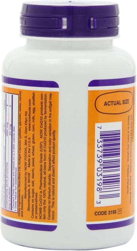 NOW Foods CoQ10 400 mg w/Lecithin &amp Vitamin E 60 Softgels