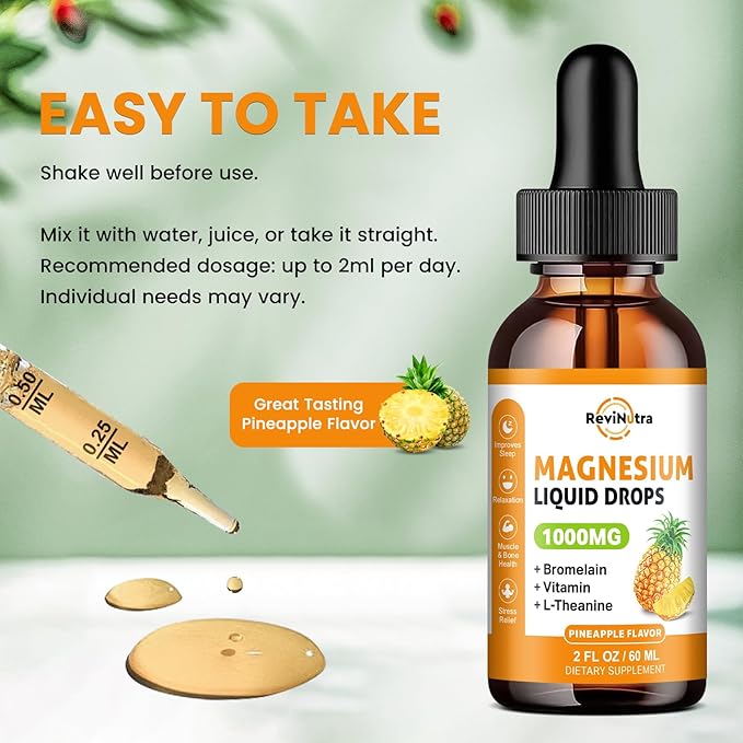 Liquid Magnesium &amp Iron Supplement Pineapple Flavor