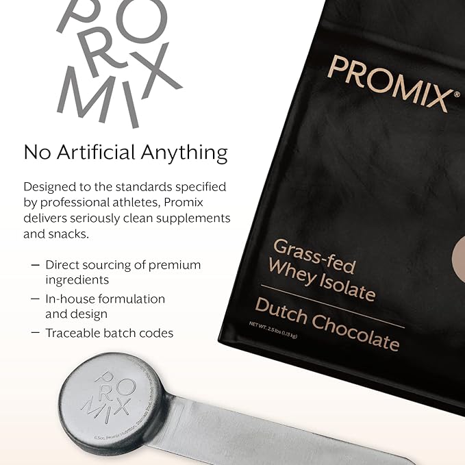 ProMix Nutrition Whey Protein Isolate Powder Chocolate - Grass-Fed - ­Post Workout Fitness &amp Nutrition Shakes Smoothies &amp Cooking Recipes - Gluten-Free &amp Keto-Friendly - 2.5 Pound (Pack