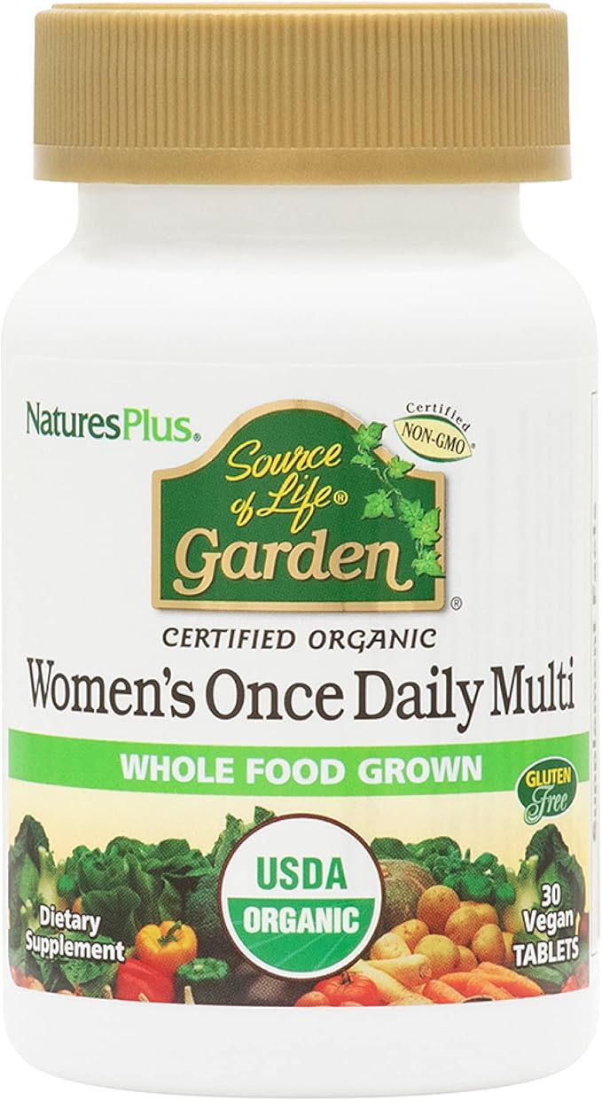 NaturesPlus Source of Life Garden Women’s Once Daily Multivitamin - 30 Tablets - Supports Energy &amp Healthy Immune System - USDA Certified Organic Non-GMO Vegan Gluten Free - 30 Servings
