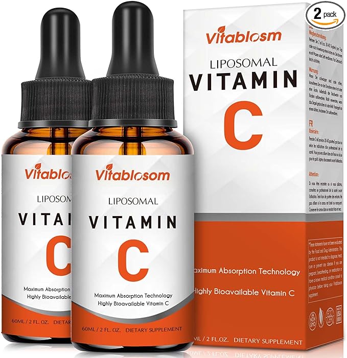 Liposomal Vitamin C 2000mg Liquid for Adults High Absorption VIT C Maximize Vitamin C Immune System &amp Antioxidant Support 60ML (2 Bottle)