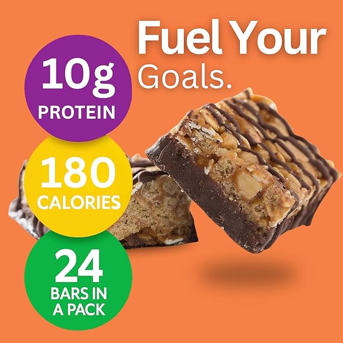 HMR Chocolate Peanut Butter Protein Bar | Nutritious Snack to Support Weight Maintenance | Low Calorie Dessert | 10g of Protein | 24 Count
