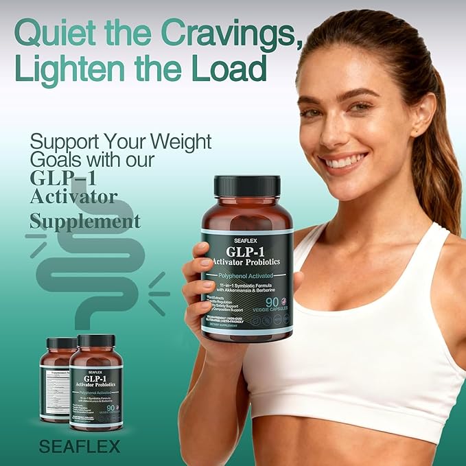 GLP-1 Supplement for Women Men 10 Billion CFU Multi-Strain Probiotics for Gut HealthHunger &amp Metabolism Support - Support GLP1 Naturally with Prebiotic &amp Probiotic Blend (90 Capsules)