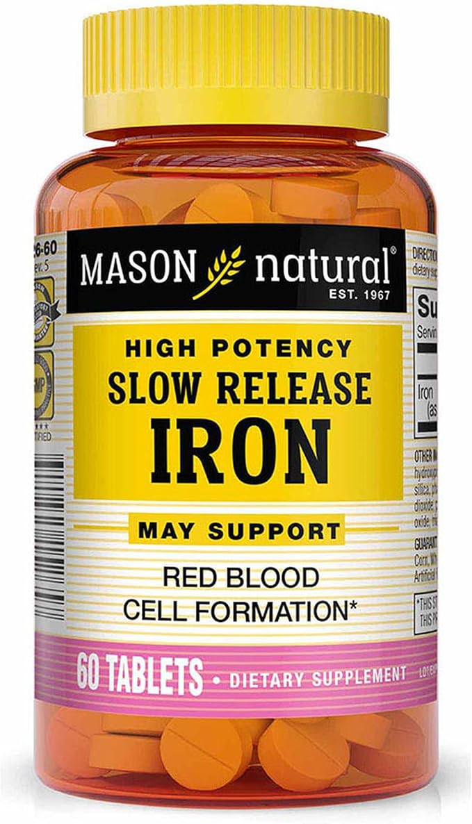 3 Pack Special of Mason Natural Slow Release Iron (Slow FE) Bottled 60 Tablets per Bottle