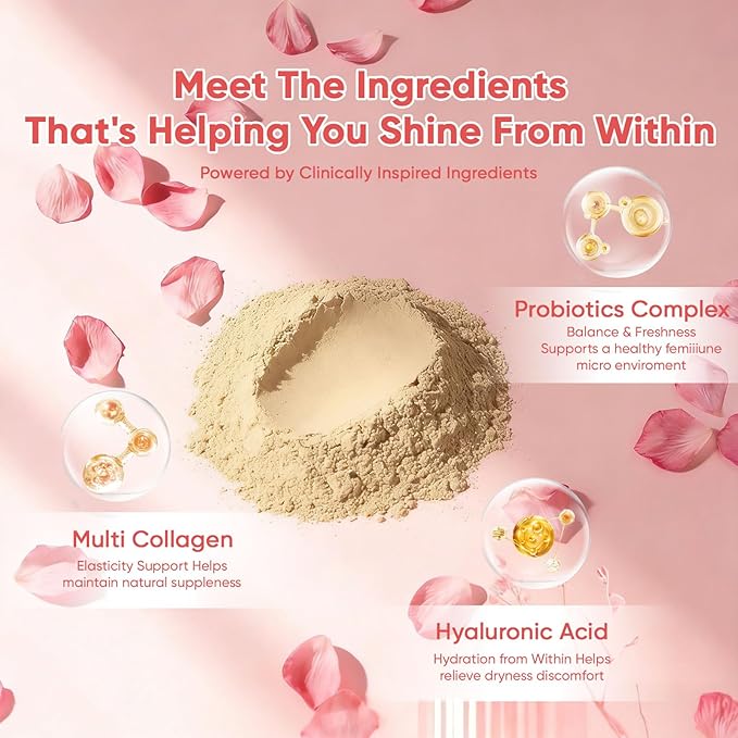 Radiancy Probiotic for Women Vaginal Probiotics for Dryness &amp PH Balance Cherry Blossom Extract Hyaluronic Acid Probiotics Vitamin C 120 Ct