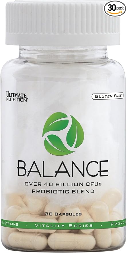 Ultimate Nutrition Balance Probiotic for Women and Men - 40 Billion CFU 9 Strains 30 Veggie Capsules Promotes Antioxidant Activity Gluten Free Non-GMO 30 Day Supply