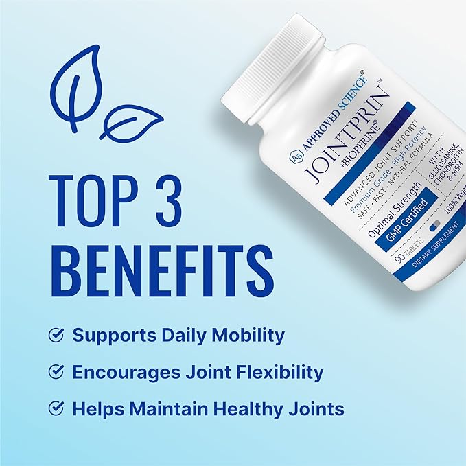 Approved Science Jointprin - Joint Support Supplement - Glucosamine MSM Chondroitin Turmeric Boswellia BioPerine - 1 Month Supply