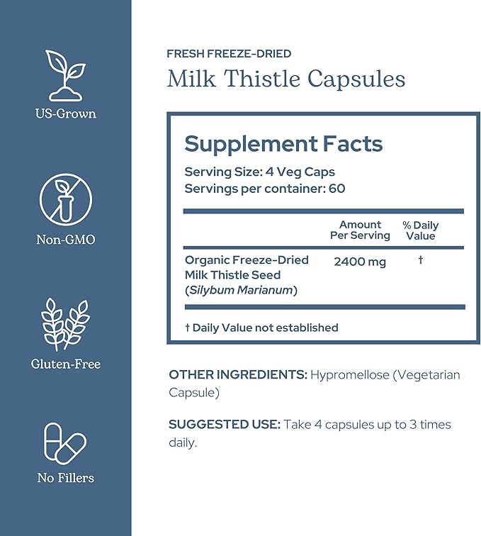 Eclectic Herb - Premium Freeze Dried Milk Thistle Capsules | Silymarin Supplement | Liver Support Detox Cleanse + Maintain | Vegan Natural Non-GMO Gluten Free (240 CT | 600 mg)
