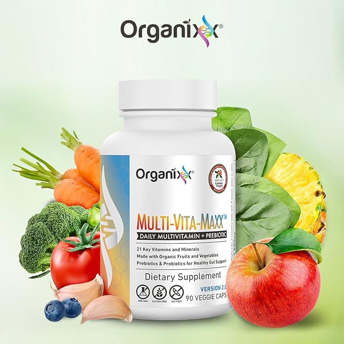 Organixx Clean Sourced Collagens (20 Serv) &amp Multi-Vita-Maxx (90 Caps) Bundle Protein w/Vitamin C &amp Zinc Plus USDA Organic Whole Food Multivitamin Supports Hair Joints &amp Daily Energy G