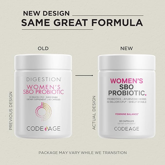 Codeage Women’s Probiotics Supplement - 50 Billion CFUs - SBO Probiotics &amp Prebiotics - Cranberries - Feminine Health - Fermented Botanical Blend Whole Food Supplement - Vegan Non-GMO - 2 Pack