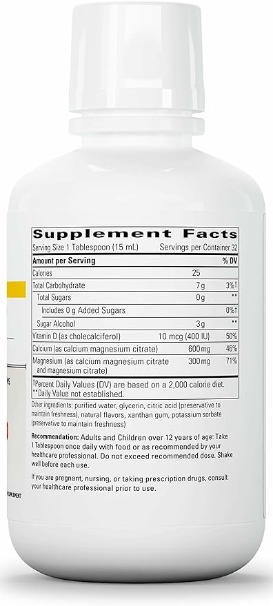Integrative Therapeutics Liquid Calcium Magnesium 2:1 - Calcium Supplement for Bone Support* - Delicious Liquid Formula - Does Not Contain Sugar Gluten or Dairy - Orange Vanilla 16 oz (32 Servings)