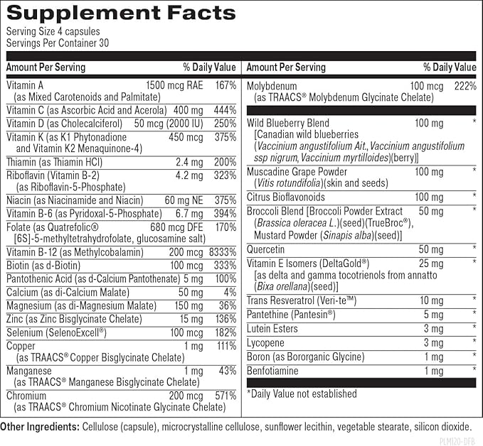 The Foundation of You - Women’s Multivitamin Supplement 120 Count - with Vitamin D Vitamin C Folate Tocotrienols Lutein Broccoli Seed and Zinc