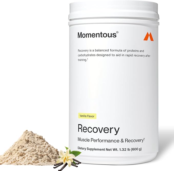 Momentous Recovery Grass-Fed Whey Protein Powder - 20 g Post-Workout Whey Isolate Protein - NSF Certified for Sport - Gluten-Free - 15 Servings - Vanilla - Package May Vary