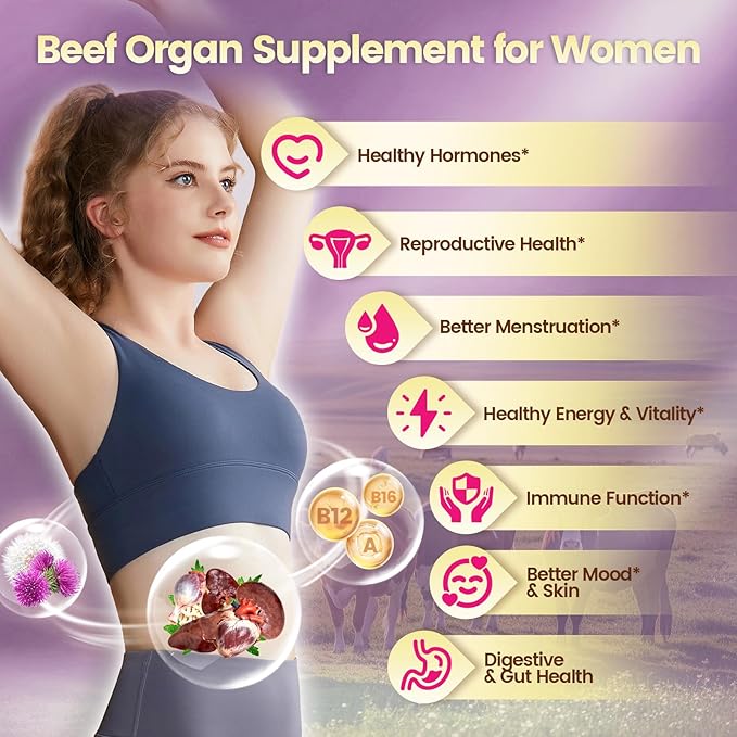 VivoNu Beef Organ Supplement 11000mg per Serving 100 Day Supply + D3 K2 10000 IU with MK7-300 Virgin Coconut Oil Softgels