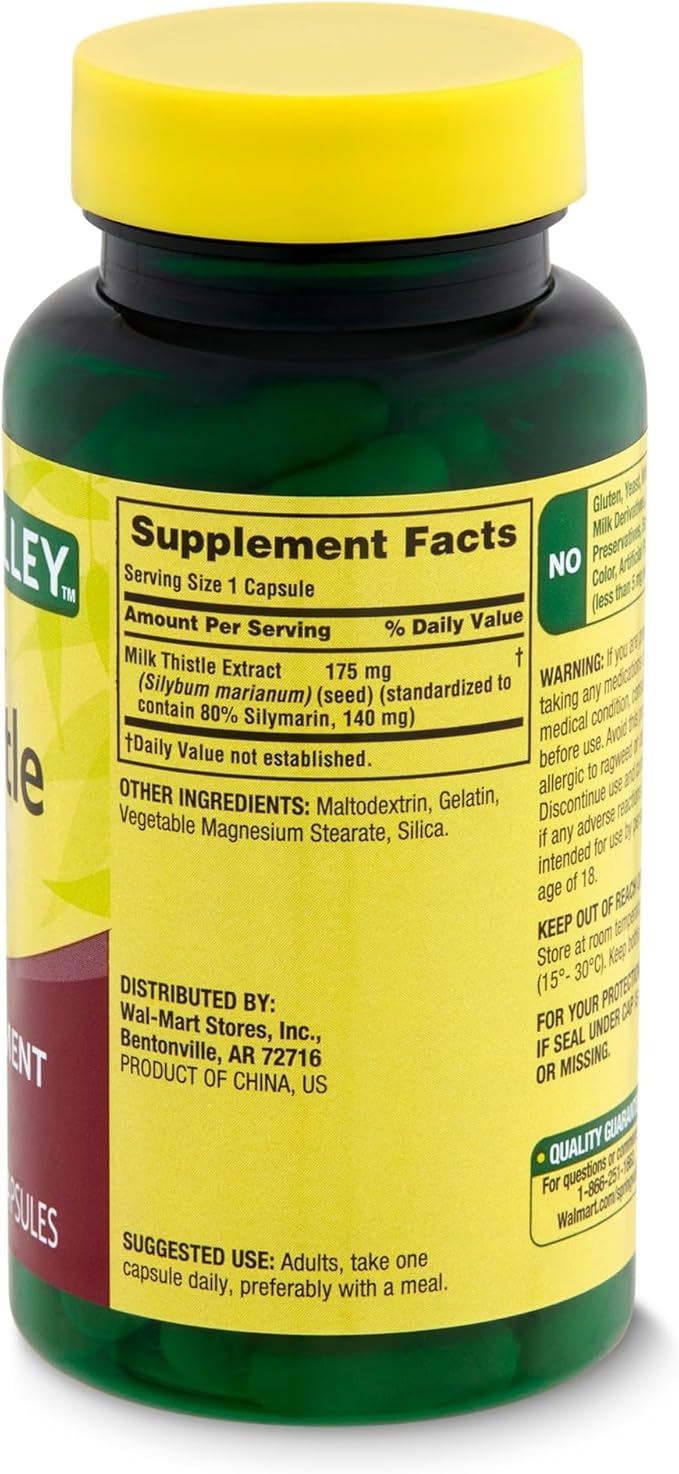Spring Valley Milk Thistle Extract 175 mg 90 Capsules – Standardized Herbal Supplement with Silymarin Set by Basket Goods