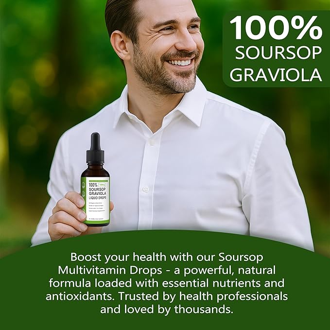 Soursop Bitters Liquid100% Pure Organic Soursop Graviola Liquid Drops with Vitamin C | Immune Boost &amp Relax Liver and Sleep Sugar Vegan Non-GMO Natural Flavor 2 Fl Oz 60 ml