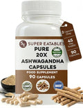 Ashwagandha 450mg – 90 Vegan Capsules (45-Day Supply) – High-Strength 20:1 Withania Somnifera Root Extract Adaptogenic Herb Non-GMO Additive-Free Easy to Swallow