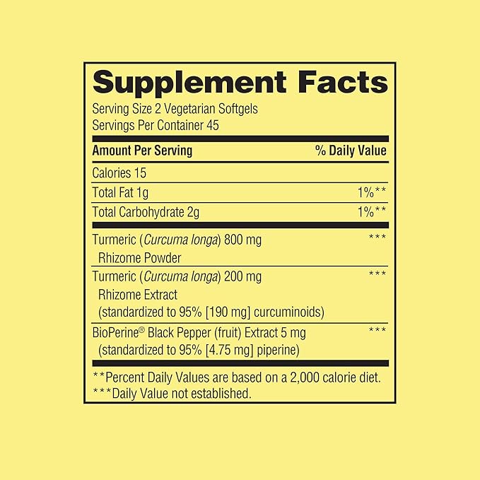 Spring Valley Turmeric Curcumin 1000 mg- Complex Extra Strength 90 softgels (Pack of 1) Set by Basket Goods