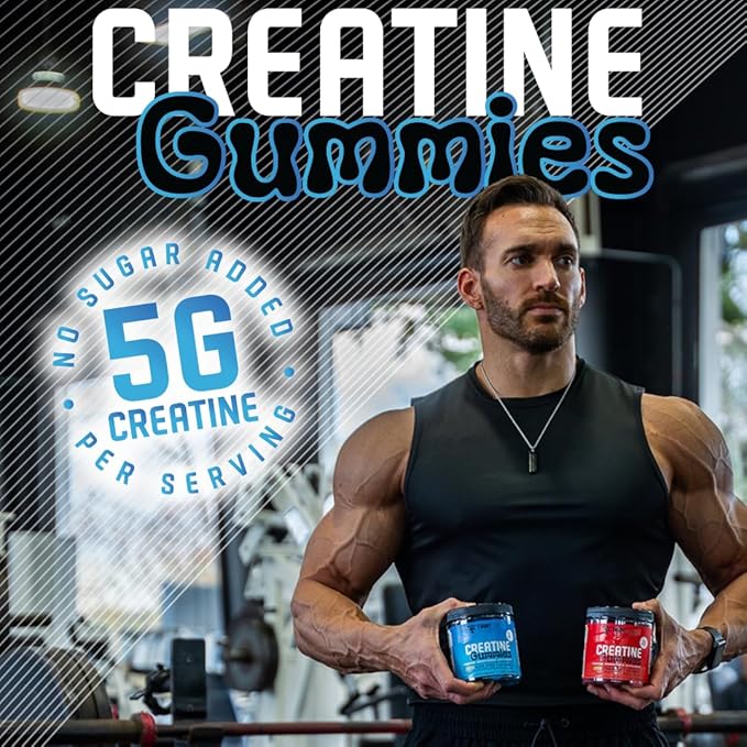 Creatine Monohydrate Gummies 5g Creatine per Serving Sugar-Free Creatine Supplement for Strength Lean Muscle &amp Cognitive Support Sour Strawberry 120 Gummies