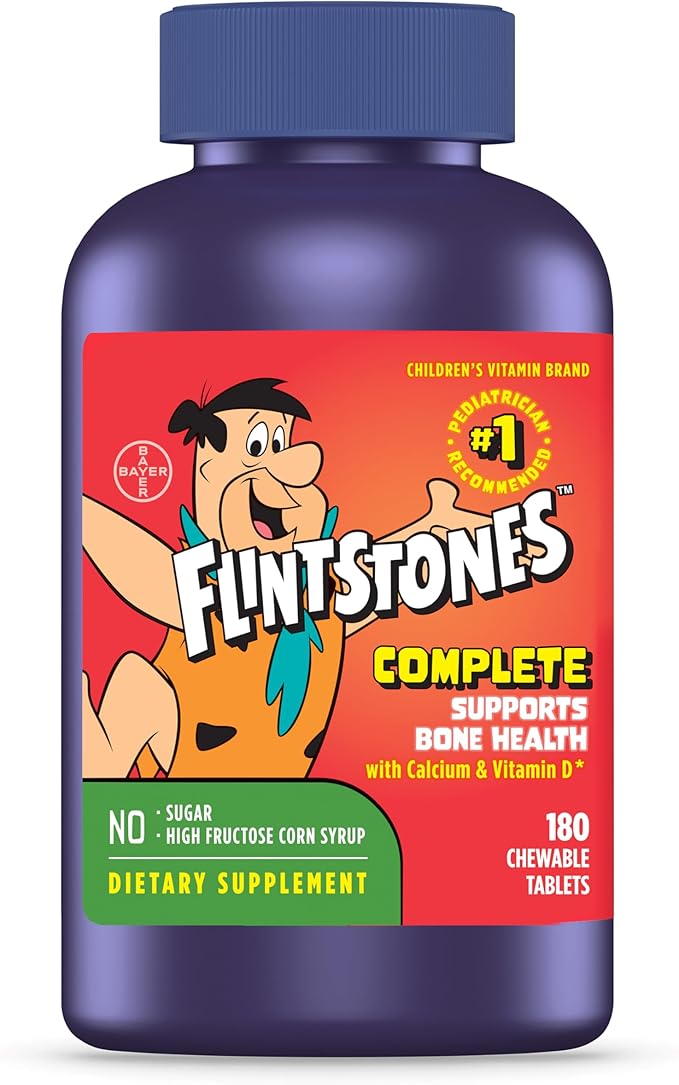 Flintstones Vitamins Chewable Kids Vitamins Complete Multivitamin &amp L’il Critters Fiber Daily Gummy Supplement for Kids for Digestive Support Berry and Lemon Flavors 90 Gummies