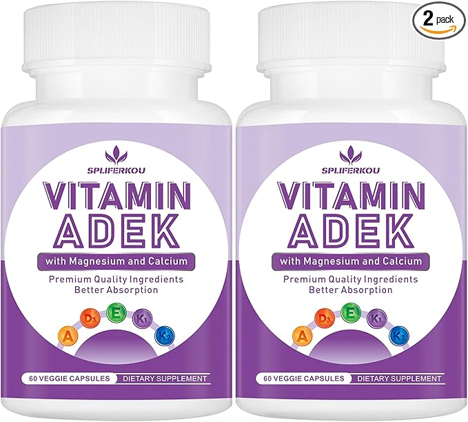 ADEK Vitamins Supplement Vitamin A + Vitamin D3 + Vitamin E + Vitamin K1 + Vitamin K2 ADK Vitamin Supplement with Minerals and Antioxidants Gluten-Free 120 Capsules